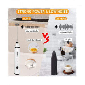 EMBOX Milk Frother Handheld Coffee Frother Blender-USB Rechargeable Electric Coffee Beater for Cappuccino-Whisker Electric Blender for Milk Egg Mix-2 Detachable Whisks (with 2 Whisks)