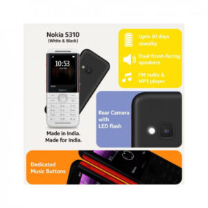 Nokia 5310 Dual SIM Keypad Phone with MP3 Player, Wireless FM Radio and Rear Camera with Flash | White/Red
