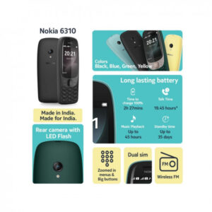 Nokia 6310 Dual SIM Keypad Phone with a 2.8” Screen, Wireless FM Radio and Rear Camera with Flash | Black