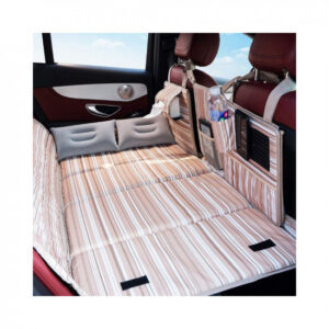Allextreme CB-S03 Back Seat Car Mattress with Two Mini Pillows Portable Foldable Design Polyester Fabric Non-Inflatable Bed Storage Soft Support (Beige & Brown)