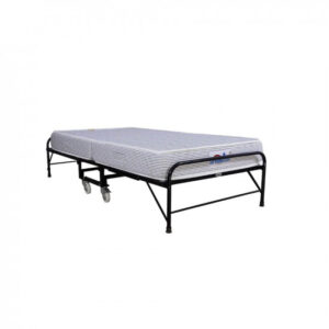 Springtek Rollaway Foam and Wrought Iron Metal Folding Single Bed with 6-Inch Contemporary Premium Mattress, Lockable Wheels- (Black)