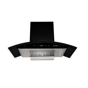 Faber 90 cm 1500 m³/hr Auto-Clean curved glass Kitchen Chimney (HOOD PRIMUS PLUS ENERGY TC SC HC BK-N 90, 2 Baffle Filters, Touch Control, Black)