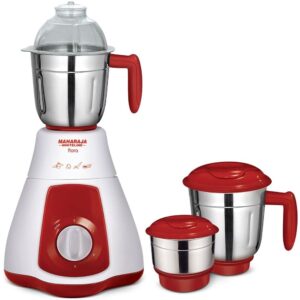 Maharaja Whiteline Flora Classic MX-133 550-Watt 3-Speed Mixer Grinder with 3 Jar (Red/White)