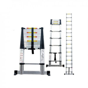 ATHENACREATIONS telescopic ladder with 2 years warranty| 15 durable steps | height adjustable aluminium ladder 19.5 feet (6 meter) | extendable and collapsible, portable multipurpose ladder for home | EN131 certified, Silver