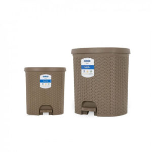 Kolorr Magnum Dustbin Combo Pack of 2 Plastic Pedal Dustbins / Trash Can / Garbage Waste Bin with Lid for Home, Kitchen, Office, Bathroom & Washroom – 6+ 14 Liters (LT Brown)