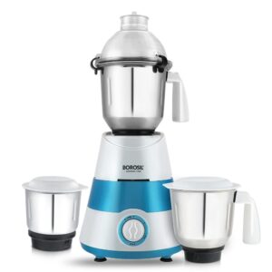 Borosil Supermax Mixer Grinder, 750 Watts, 3 Stainless Steel Jars (Blue)