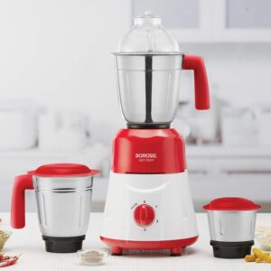 Borosil – ARO(750 Watts) Mixer Grinder with 3 Stainless Steel Jar, Red