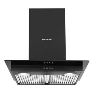 Faber Hood Glassy 3D T2S2 BK LTW 60 -1095 Wall Mounted Chimney (Black 1295 CMH)