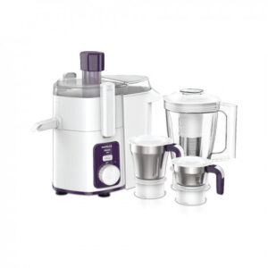 Havells Hexo 1000 watts 3 Jar Juicer Mixer Grinder with 2.5 Kg 100% Ball Bearing Copper Motor ,22000 RPM, 2Ltr Polycarbonate Jar, Metal Teeth Coupler & 2 Years Warranty (White & Purple)