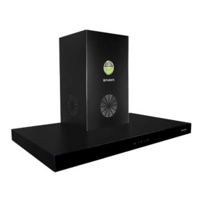 Faber 90 cm 1350 m³/HR Box-Type Kitchen Chimney (Hood STILUX 3D PLUS MAX T2S2 BK TC 90, 3 Baffle Filters, Touch Control, Black)