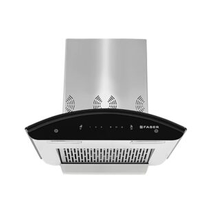 Faber 60 cm 6 way Silent Suction, 1250 m³/hr Auto-Clean curved glass Kitchen Chimney (HOOD EVEREST SMART 3D IND HC SC SS 60 )