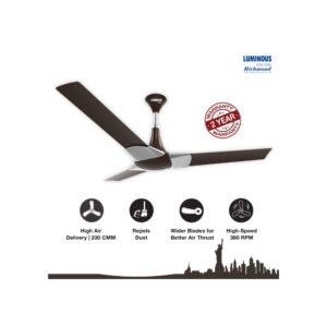 Luminous New York Richmond 1200 mm 3 Blade Ceiling Fan (Ale Brown)