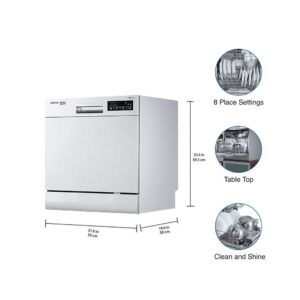 Voltas Beko 8 Place Settings Table Top Dishwasher (DT8S, Silver)