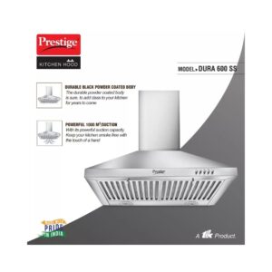 Prestige Dura 600 SS Auto Clean Wall Mounted Chimney (Silver 1000 CMH)