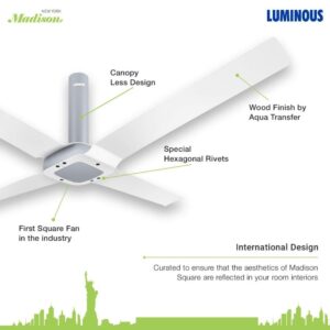 Luminous New York Madison 1300mm Designer Ceiling Fan (Alice White)