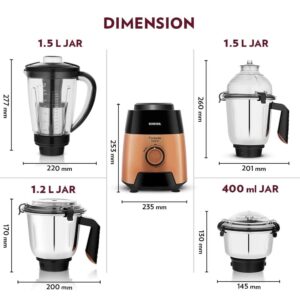 Borosil Fortuner Mixer Grinder Blender Juicer
