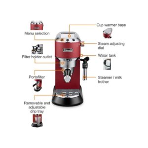 Delonghi 1300 W Semi-Automatic Expresso and Cappuccino Coffee Maker Red (EC685R)