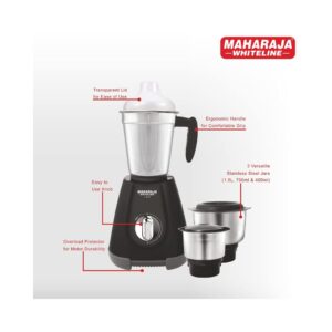 Maharaja mg 123 550w mixer grinder, black
