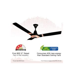 LUMINOUS Jaipur Tamra 1200 mm 3 Blade Ceiling Fan (Abu Black)