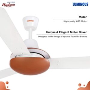 LUMINOUS New York Hudson 1200 mm 3 Blade Ceiling Fan (Pearl White)