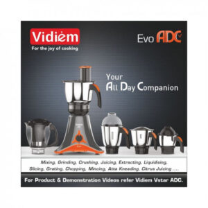 Vidiem ADC Mixer Grinder 612 Evo(ONL) | 750 Watt Mixer Grinder with 5 Jars in-1 Juicer | Leakproof Jars with self-Lock for Wet and Dry Spices,Chutneys and Curries | 2 Years Warranty (Black & Orange)