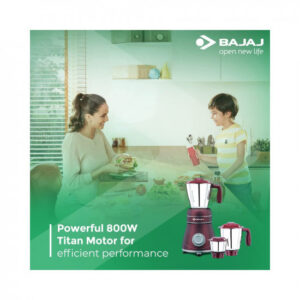Bajaj Ivora 800W Mixer Grinder with Anti-Bacterial Coating and Nutri-Pro Feature, 3 Jars, Crimson Red