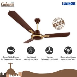 Luminous Rio Cabana 1200mm Designer Ceiling Fan (Solo Brown)