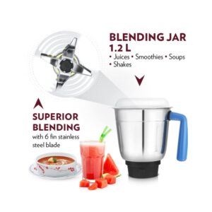 Borosil Star 500W Blue Mixer Grinder 500 Mixer Grinder (3 Jars, Blue)