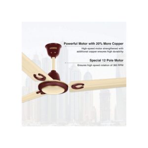 Luminous Rapid Prime 1200mm Ceiling Fan (Crimson Cream)