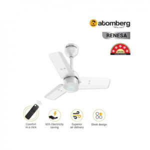 atomberg Renesa 600mm BLDC Motor 5 Star Rated Sleek Ceiling Fans with Remote Control | Upto 65% Energy Saving, High Air Delivery and LED Indicators | 2+1 Year Warranty (White)