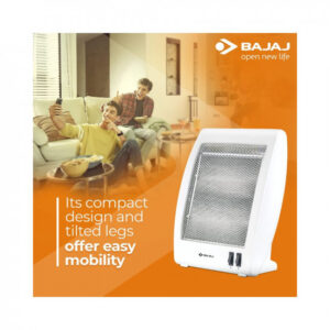 Bajaj RHX-2 Halogen Heater|2 Heat Settings-400W/800W|Noiseless Operation|DuraElement™ With 1-Yr Heating Element Warranty by Bajaj|Convection Room Heater For Winter|2-Yr Warranty By Bajaj|White