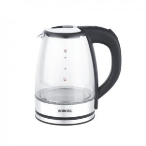 Borosil Electric Glass Kettle, Borosilicate Glass, Extra Long Cord, Dry-boil Protection, 360° Rotating Base, 1.8 L, Transparent