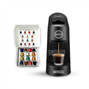 Coffeeza Finero Next Capsule Coffee Machine (Black) – 20 Bar pressure, Nespresso Capsule Compatible | Perfect Coffee Maker for Espresso & Cappuccino – (FREE 14 assorted coffee capsules Included)