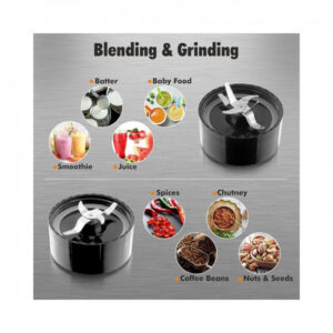 Cookwell Bullet Mixer Grinder (5 Jars, 3 Blades, Silver)