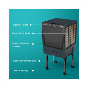 Crompton Window Air Cooler- 70L; Everlast Pump, 4-Way Air Deflection and High Density Honeycomb pads; Grey