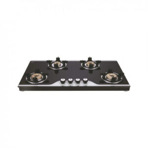Elica Slimmest 4 Burner Auto Ignition Gas Stove with Double Drip Tray and Forged Brass Burners (904 CT VETRO 2J (TKN Crown DT AI))