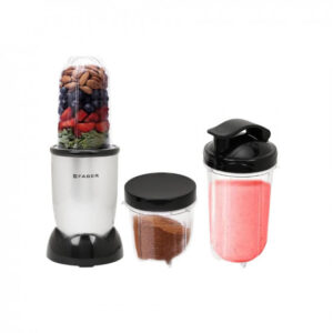 Faber 2-in-1 Sportz Blender | Liquidizing & Grinding (Wet & Dry) | ABS Body, SS Blades, 400W Copper Motor, Overheat Protector, Push & Lock Control | 2 PC Jars, Multipurpose Lids | (Silver)