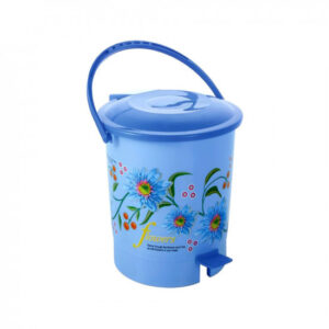 Kuber Industries Step-On Pedal Dustbin/Waste Bin with Lid|Flower Print & Durable Plastic|Size 28 x 28 x 32 CM, Capicity 10 Ltr (Blue)