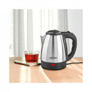 Milton Euroline Go Electro 1.2 Stainless Steel Electric Kettle, (1 Piece), 1.2 Litres, Silver | Power Indicator | 1500 Watts | Auto Cut-off | Detachable 360 Degree Connector | Boiler for Water