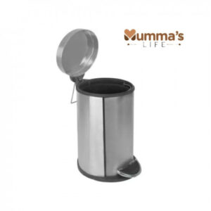 Mumma’s LIFE Stainless Steel Plain Pedal Bin with Plastic Bucket And Lid | Garbage Bin Trash Can, Round Shape Dustbin For Home, Bathroom, Kitchen, Room, Office (Pedal Bin 7 * 11inch 5LTR)
