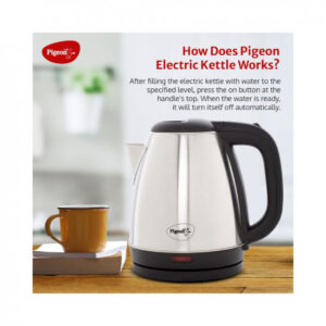 Pigeon by Stovekraft Amaze Plus Electric Kettle (14289) with Stainless Steel Body, 1.5 litre, used for boiling Water, making tea and coffee, instant noodles, soup etc. 1500 Watt (Silver)