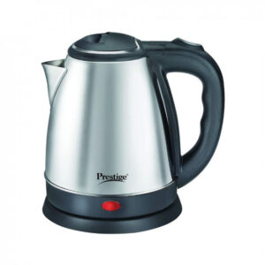 Prestige 1.5 Litres Electric Kettle (PKOSS 1.5)|1500W | Silver – Black| Automatic Cut-off | Stainless Steel | Rotatable Base | Power Indicator | Single-Touch Lid Locking