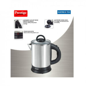 Prestige 1.7 Litres Electric Kettle(PKGSS 1.7)|1500W |Silver and Black | 1.7 Litres | Stainless Steel| Automatic Cut-off | Wide Mouth | Power Indicator | Single-Touch Lid Locking