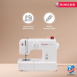 Singer Promise 1408 Automatic Zig-Zag Electric Sewing Machine, 8 Built-in Stitches, 24 Stitches Functions (White) Metal Frame