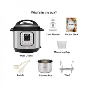 Wellspire 3 Litres Instant Pot Electric Pressure Cooker- #304 Stainless Steel – Pressure Cook, Sauté, Steam, Delay Start and more – Customized Indian Recipes Included