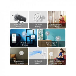 Xiaomi Smart Standing Fan 2 | Dual blades | BLDC Motor | Natural Breeze | Silent | 100 speeds | Compatible with Alexa, Google Asst. & MiHome app