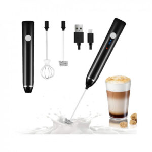 Zuvexa USB Rechargeable Electric Foam Maker – Handheld Milk Wand Mixer Frother for Hot Milk, Hand Blender Coffee, Egg Beater (Black)
