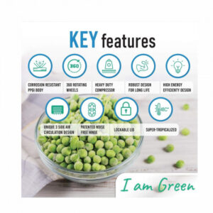 ROCKWELL 523 Ltr 5 Star Double Door Convertible GREEN Deep Freezer GFR550DDUC 10 yr Warranty on body