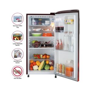 LG 190L 5 Star Smart Inverter Direct-Cool Single Door Refrigerator (Red)